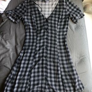 Blue Plaid Button Down Dress NWOT